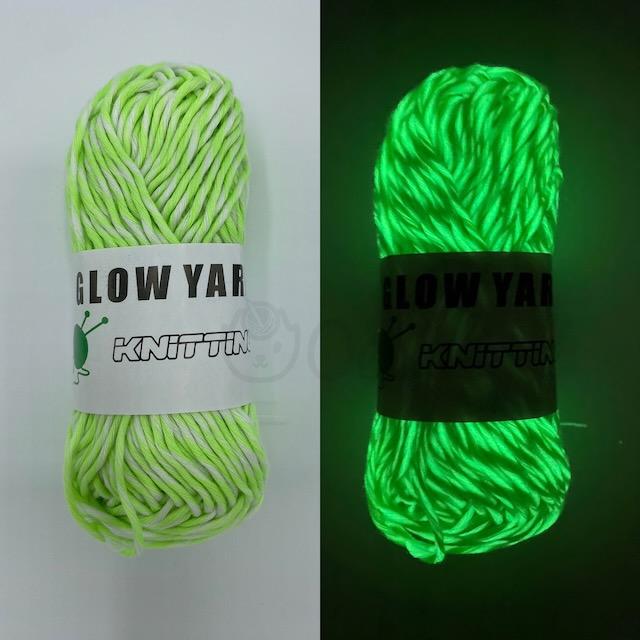 Glow in dark příze žíhaná zářivá zelená
