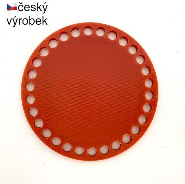 Dvoubarevné dno na košík/podšálek kruh 10cm červenooranžové