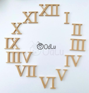 Hodinové římské číslice 4cm Wood v barvě dřeva