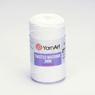 Yarnart Twisted Macrame 3mm 751 bílá