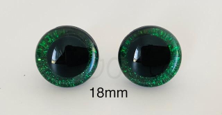 Bezpečnostní oči 18mm zelené glitrové 2ks